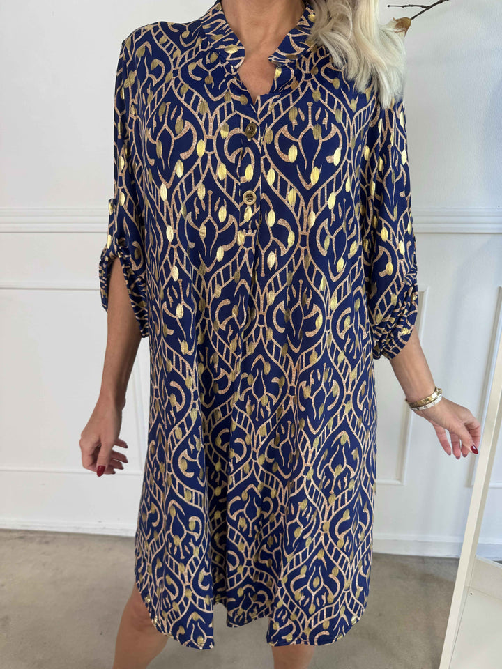 Stilla | Boho Maxikjole Med Gulddetaljer