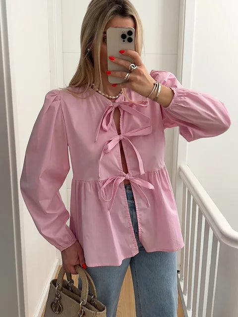 Stilla | Bluse med knudedetalje