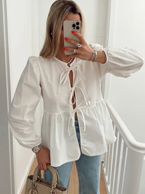 Stilla | Bluse med knudedetalje