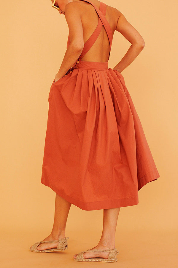 Stilla | Halter Square Neck Tilbagefri Midi Kjole
