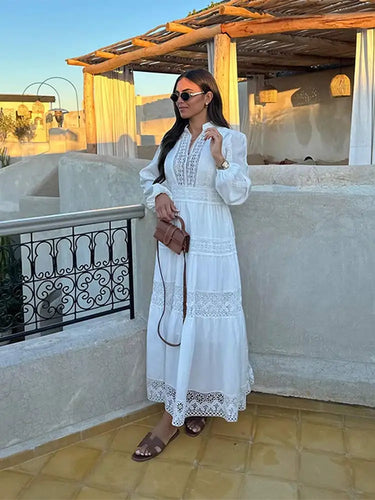 Stilla | Langt Boho Kjole Med Spidse Detaljer