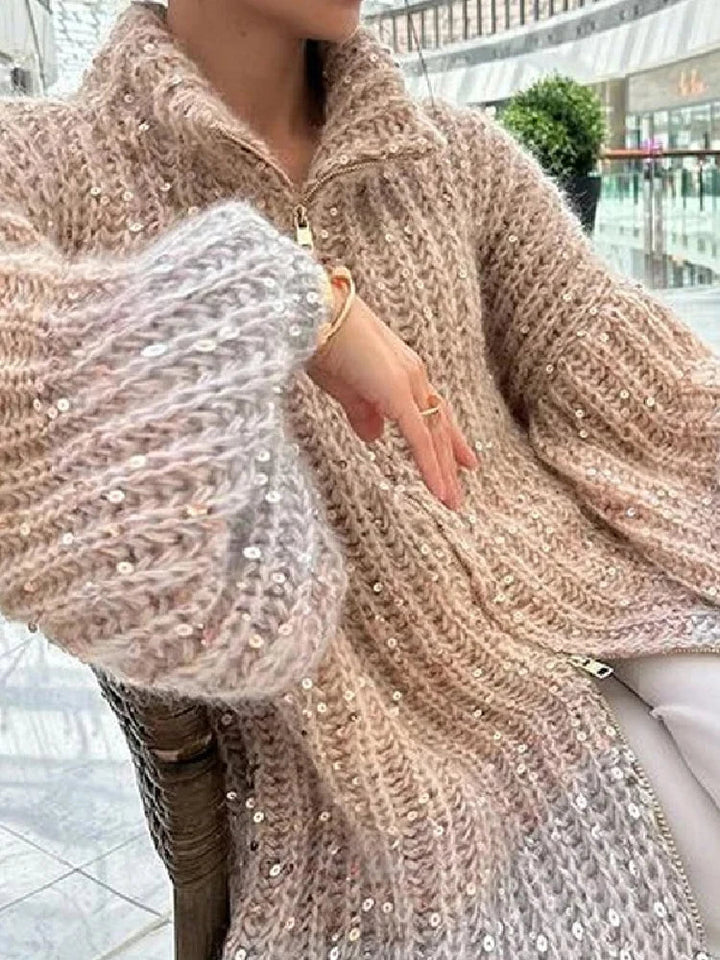 Stilla | Casual Pullover til kvinder med glimmer og V-udskæring