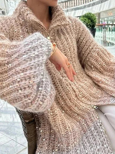 Stilla | Casual Pullover til kvinder med glimmer og V-udskæring