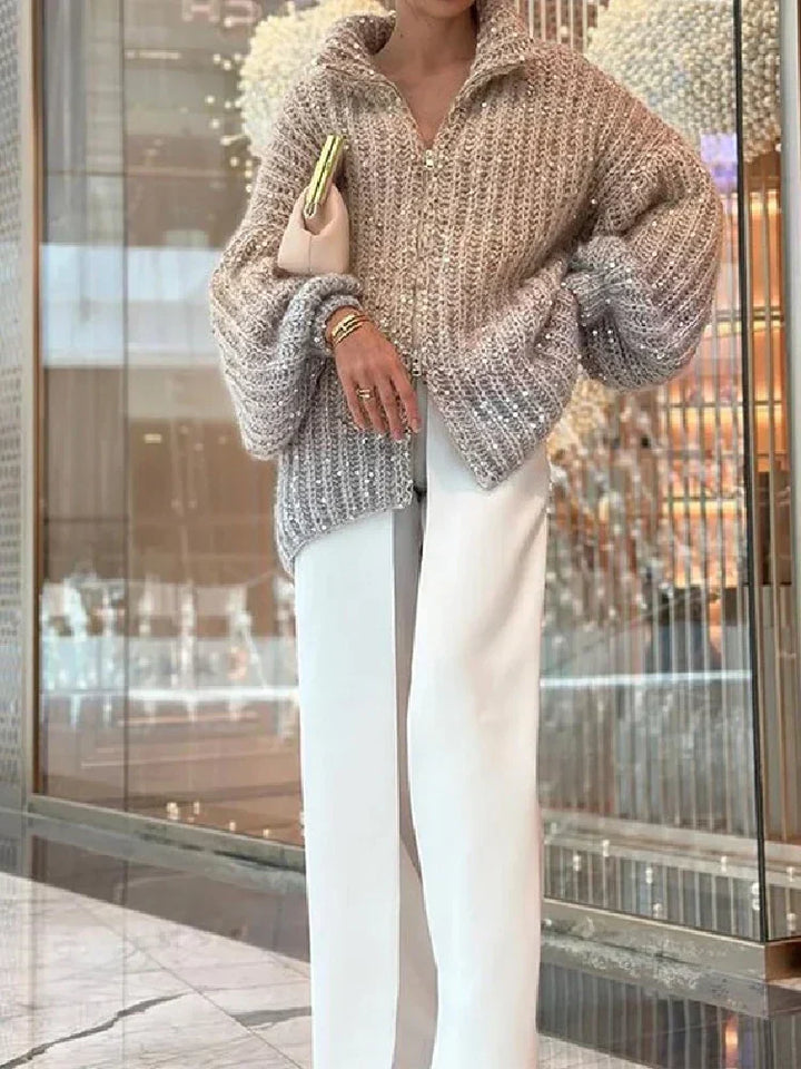 Stilla | Casual Pullover til kvinder med glimmer og V-udskæring