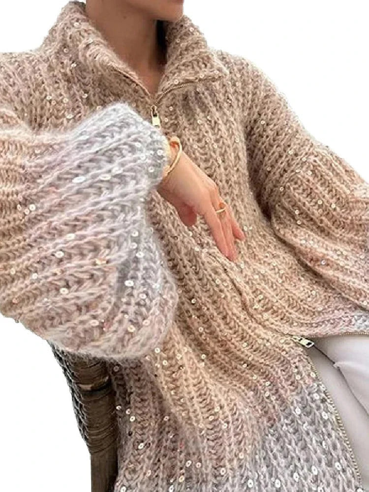 Stilla | Casual Pullover til kvinder med glimmer og V-udskæring