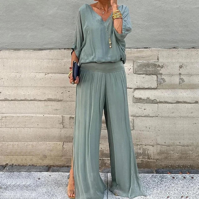 Stilla | Elegant To-delt Sæt Af Chiffon Med Bred Ben