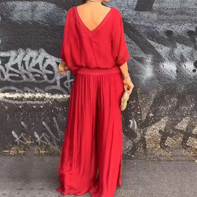 Stilla | Elegant To-delt Sæt Af Chiffon Med Bred Ben