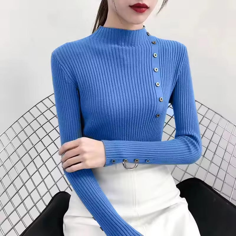 Stilla | Elegant Pullover Med Ribbet Knapper
