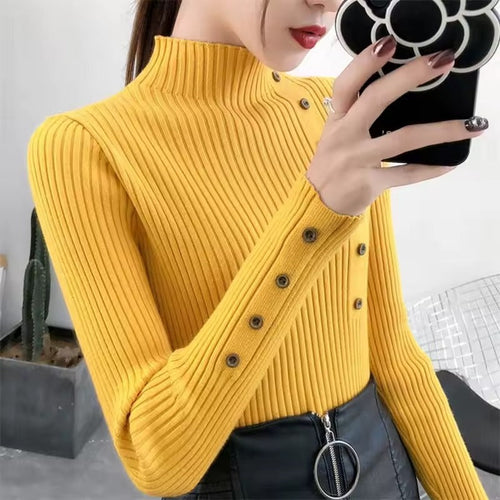 Stilla | Elegant Pullover Med Ribbet Knapper