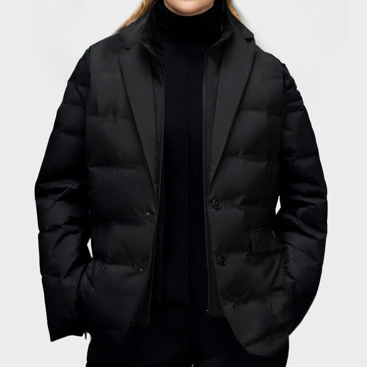 Stilla | Dam Puffer Blazer Jakke - Med reverskrave og en-knap lukning