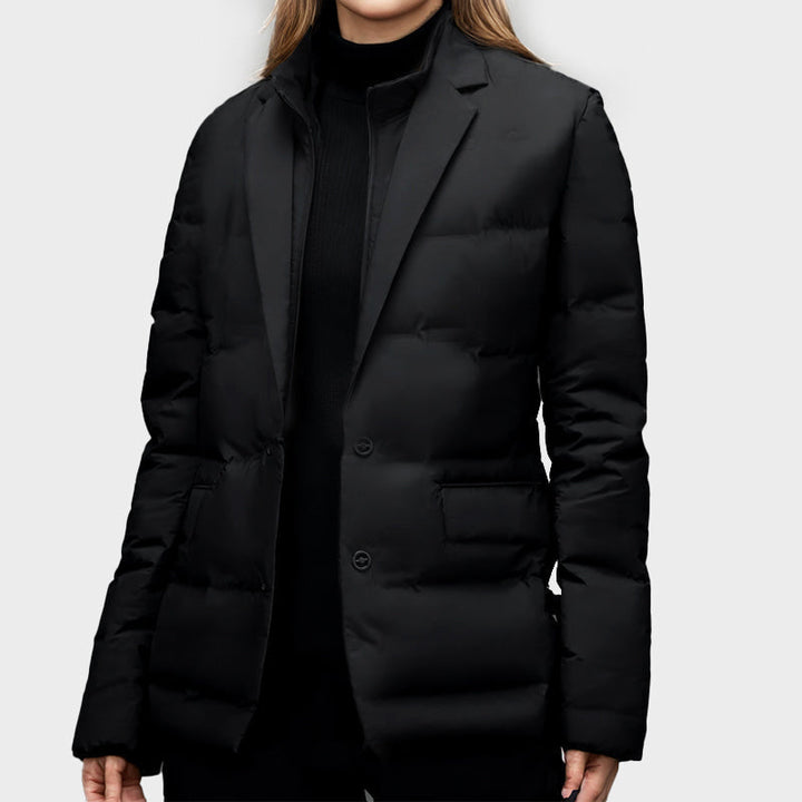 Stilla | Dam Puffer Blazer Jakke - Med reverskrave og en-knap lukning