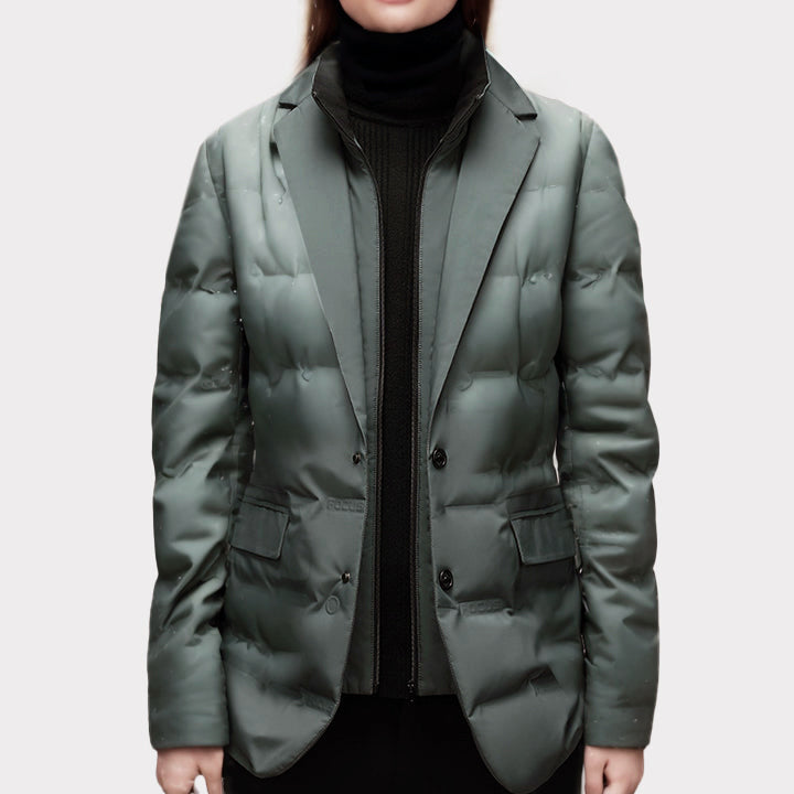 Stilla | Dam Puffer Blazer Jakke - Med reverskrave og en-knap lukning