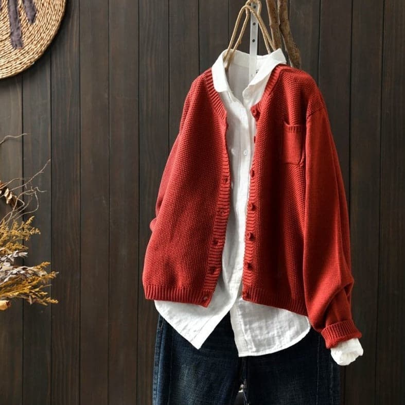 Stilla | Cardigan Strik Knaplukning Oversized Fit Blød og Behagelig