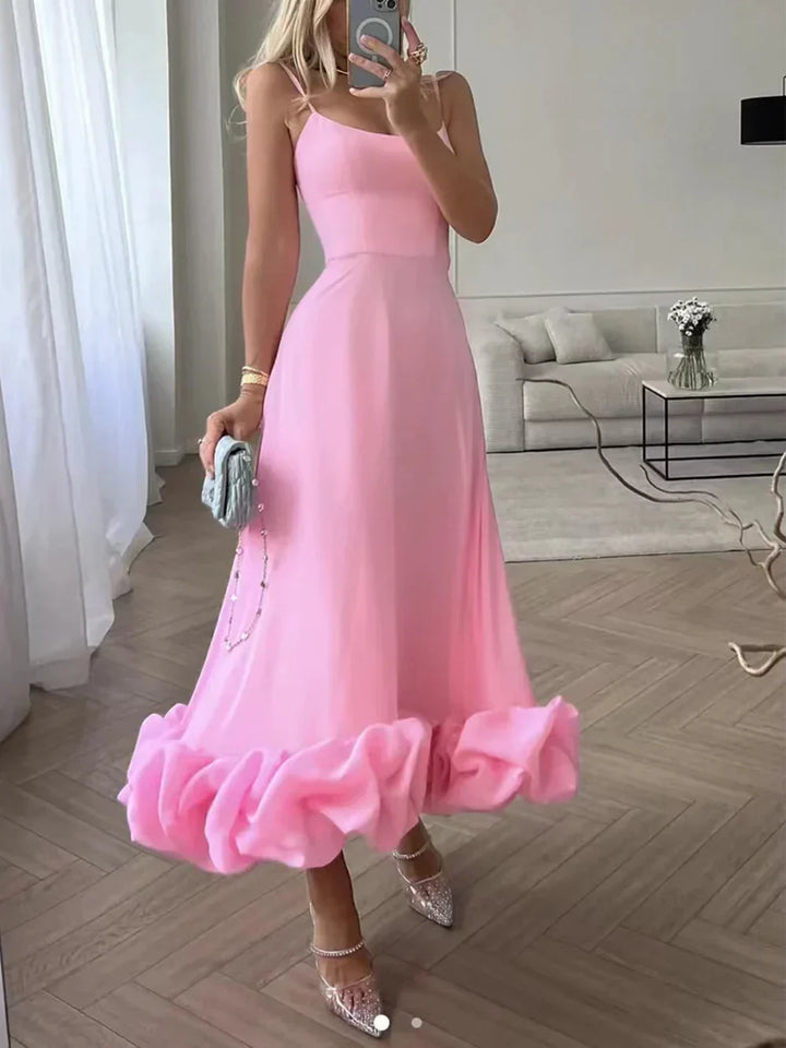 Stilla | Midi Kjole Med Flæse Og Bustier