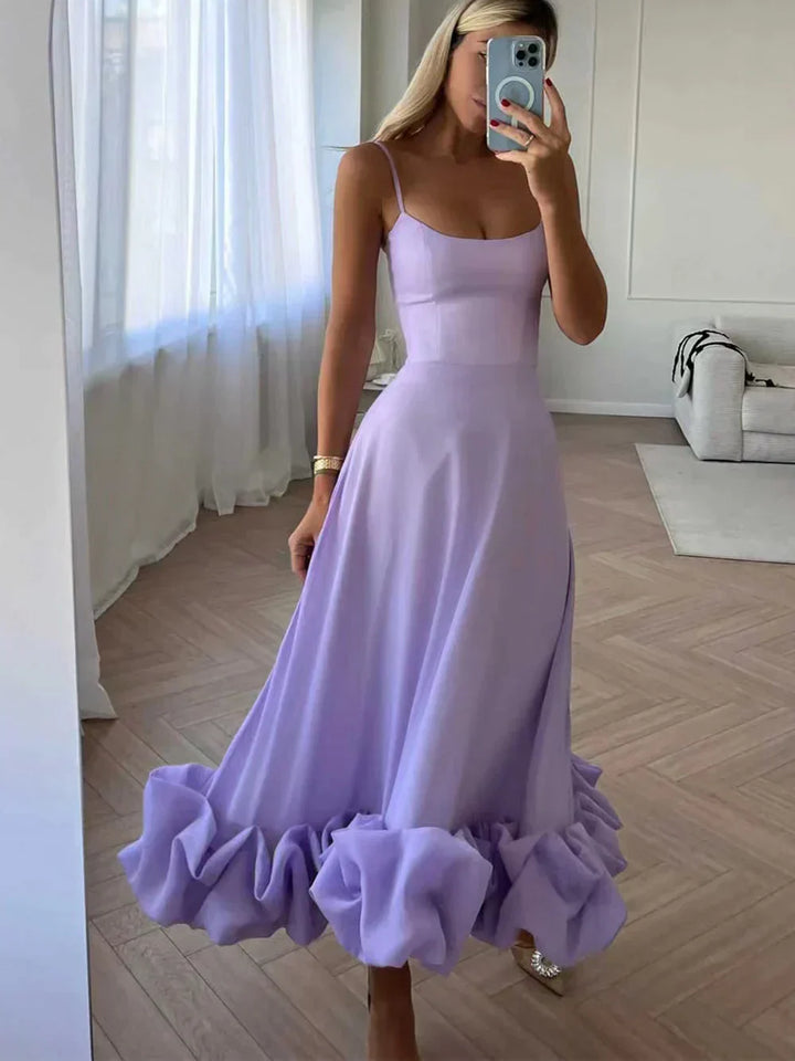 Stilla | Midi Kjole Med Flæse Og Bustier