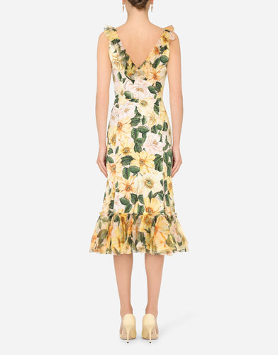 Stilla | Midikjole Med Blomsterprint Og Fiskehale