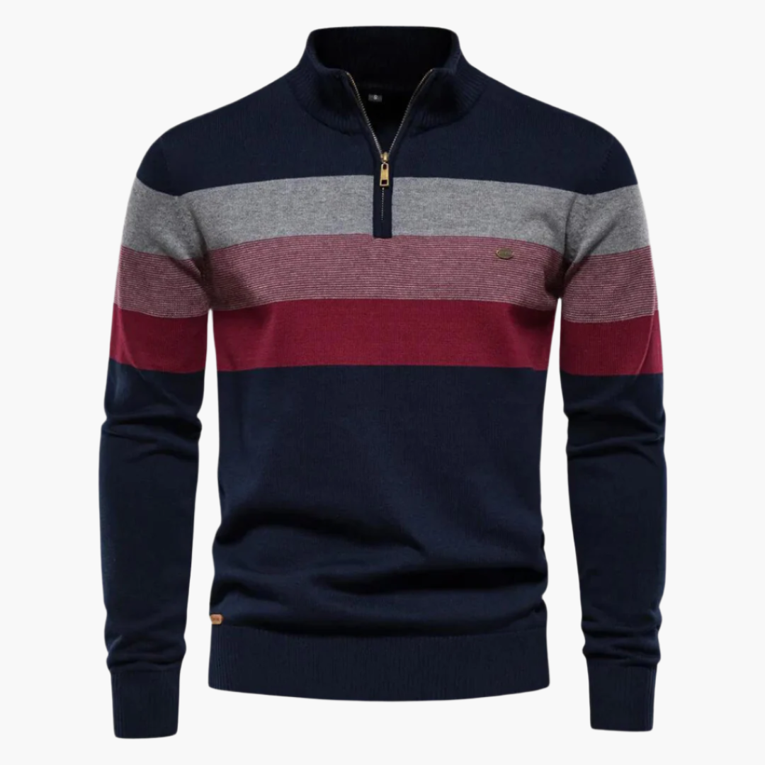 Stilla | Strikpullover med Kvart Lynlås - Elegant Fint Strik til Erhvervsliv & Fritid