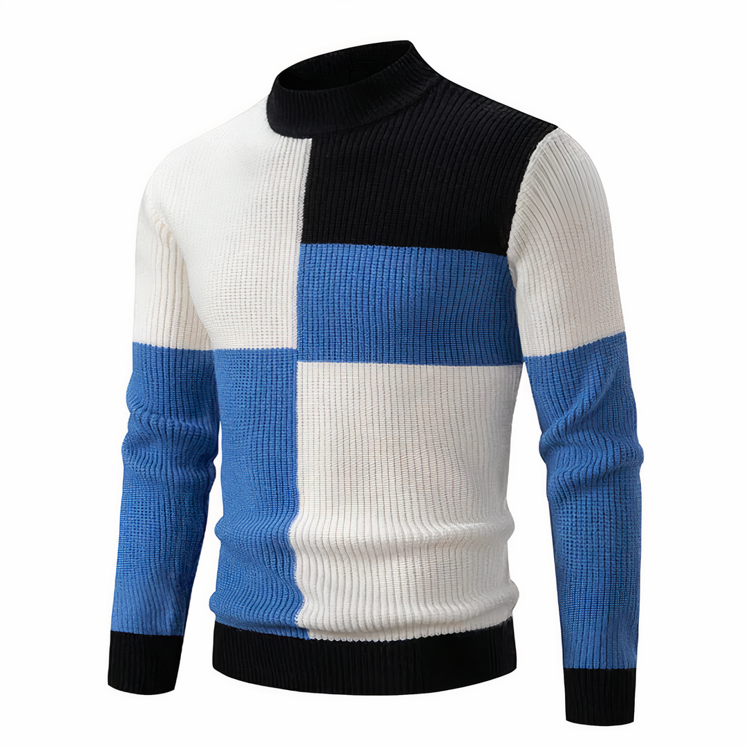 Stilla | Stilfuld Patchwork Striktrøje til Mænd