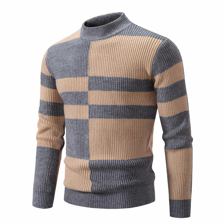 Stilla | Stilfuld Patchwork Striktrøje til Mænd