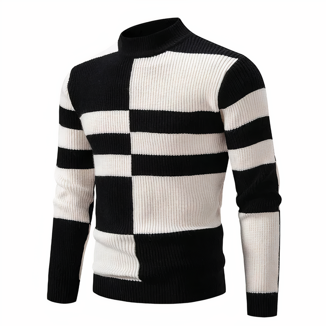 Stilla | Stilfuld Patchwork Striktrøje til Mænd