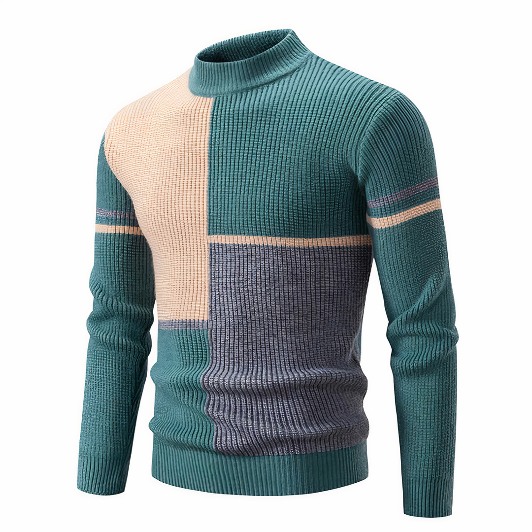 Stilla | Stilfuld Patchwork Striktrøje til Mænd
