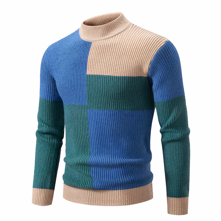 Stilla | Stilfuld Patchwork Striktrøje til Mænd