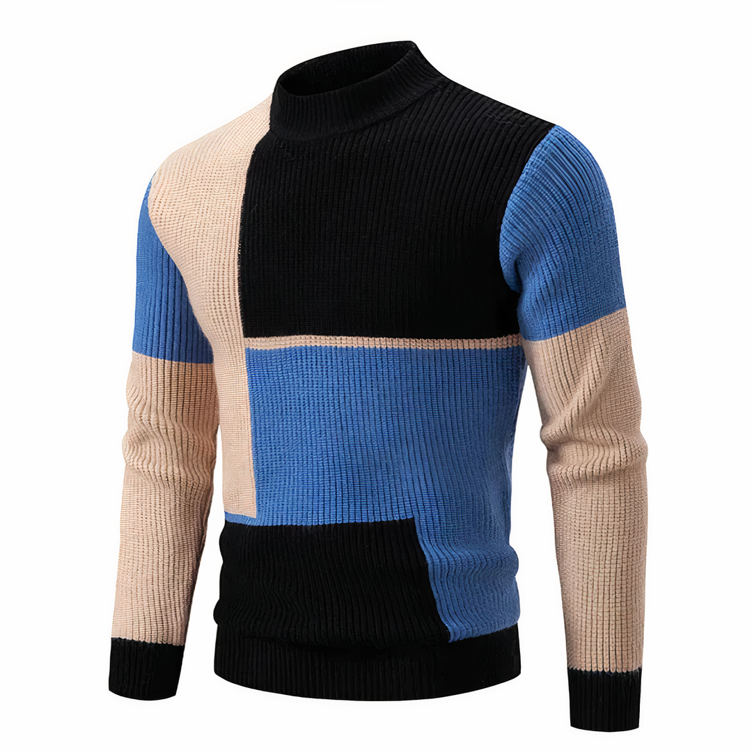 Stilla | Stilfuld Patchwork Striktrøje til Mænd