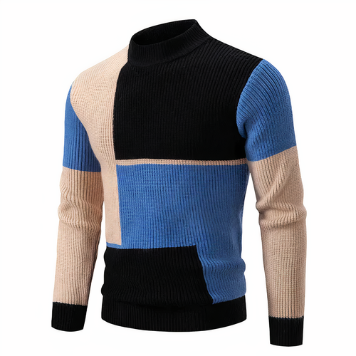 Stilla | Stilfuld Patchwork Striktrøje til Mænd