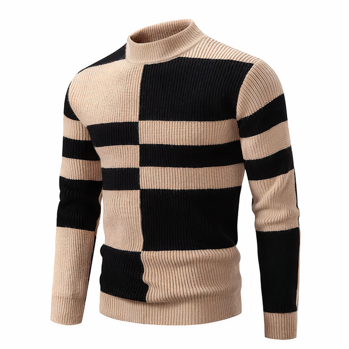 Stilla | Stilfuld Patchwork Striktrøje til Mænd