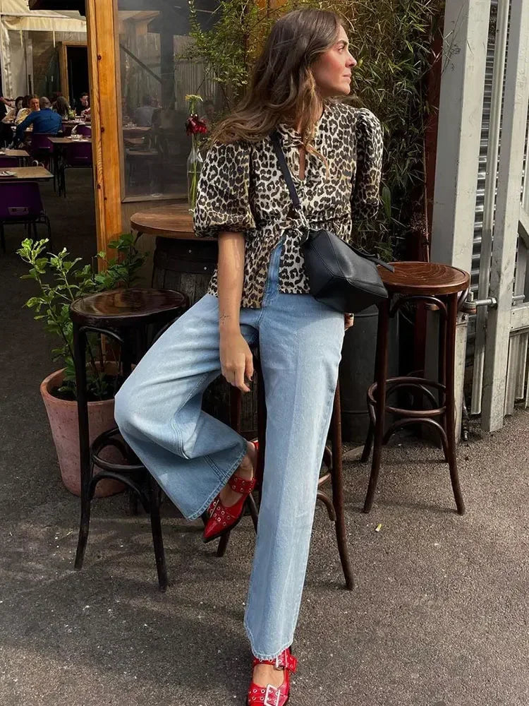 Stilla | Bluse med leopardmønster