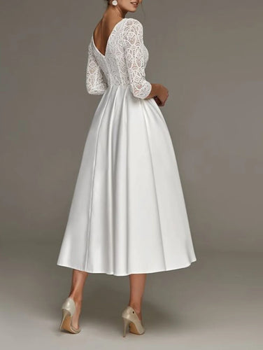Stilla | Elegant Vintage Lace Patchwork ALine Kjole til Kvinder