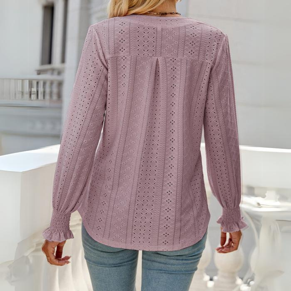 Stilla | Elegant Bluse Med Spids Volanger