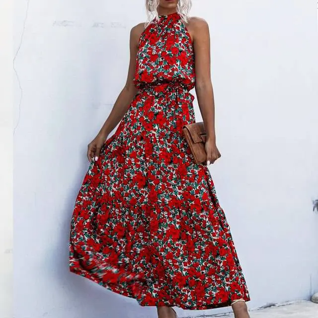 Stilla | Strapless Maxi Kjole Med Blomstermønster