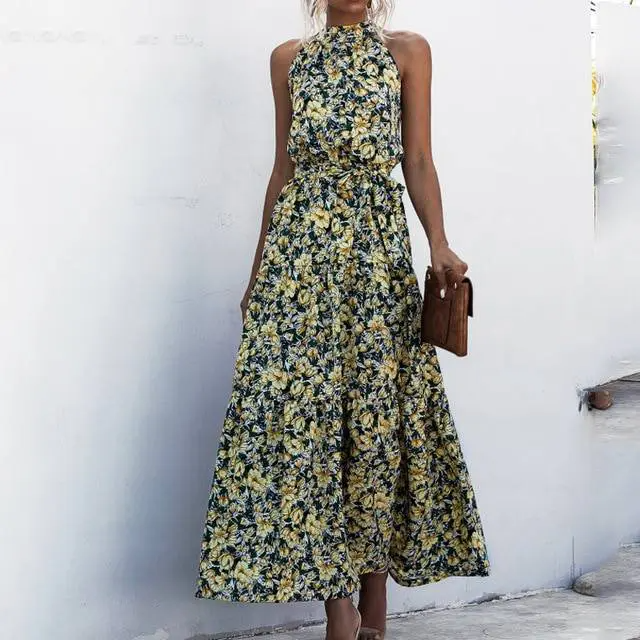 Stilla | Strapless Maxi Kjole Med Blomstermønster