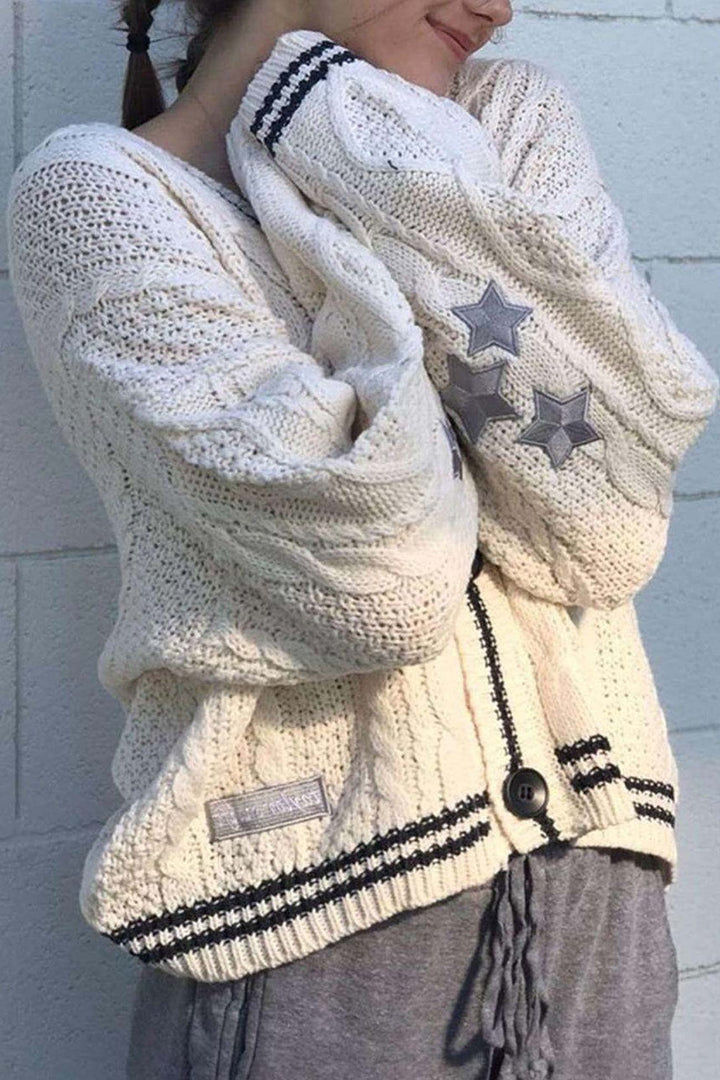 Stilla | Strikjakke Med Femtaktsbroderi