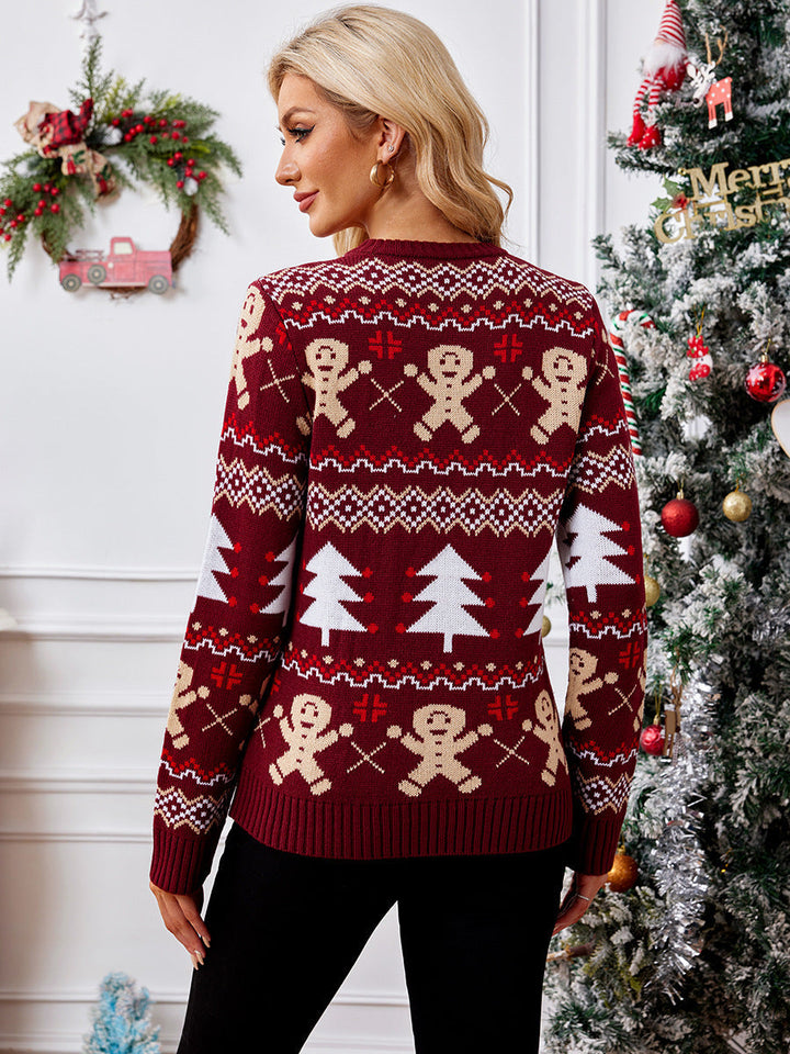 Stilla | Juletrøje cardigan til damer strikket med juledesign