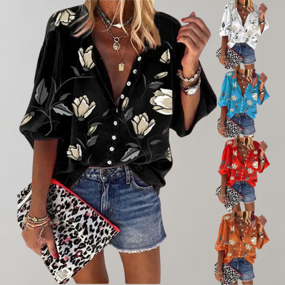 Stilla | Bluse Freydis Med En Fortryllende Blomsterdesign