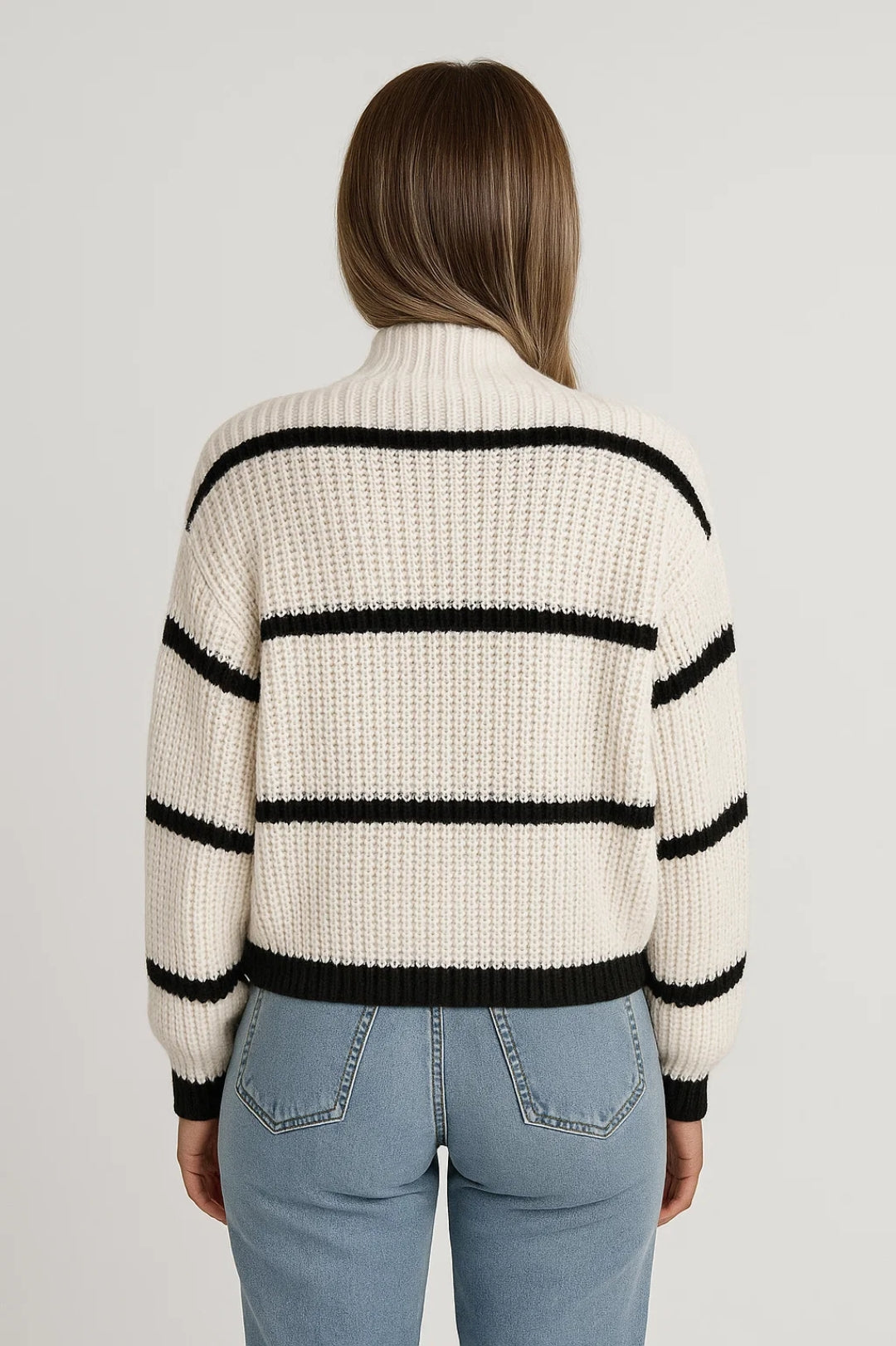 Stilla | Ståkrave Stribet Pullover