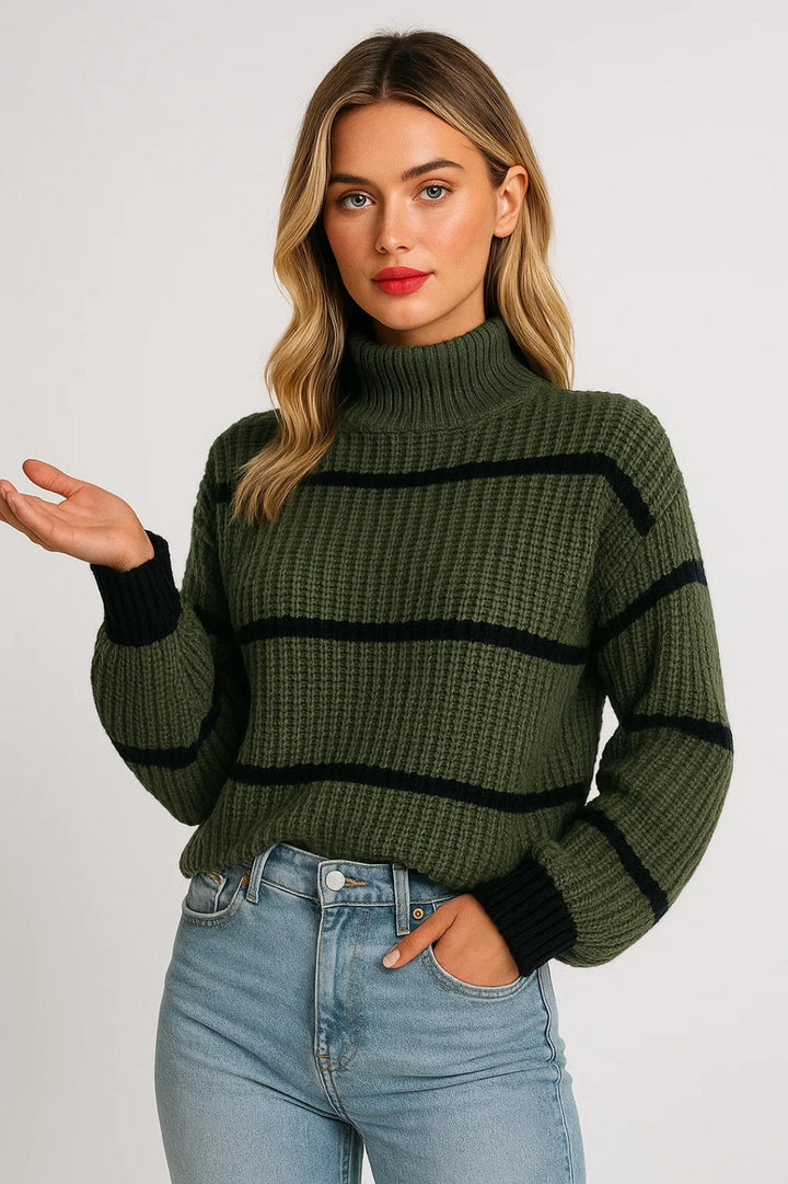 Stilla | Ståkrave Stribet Pullover