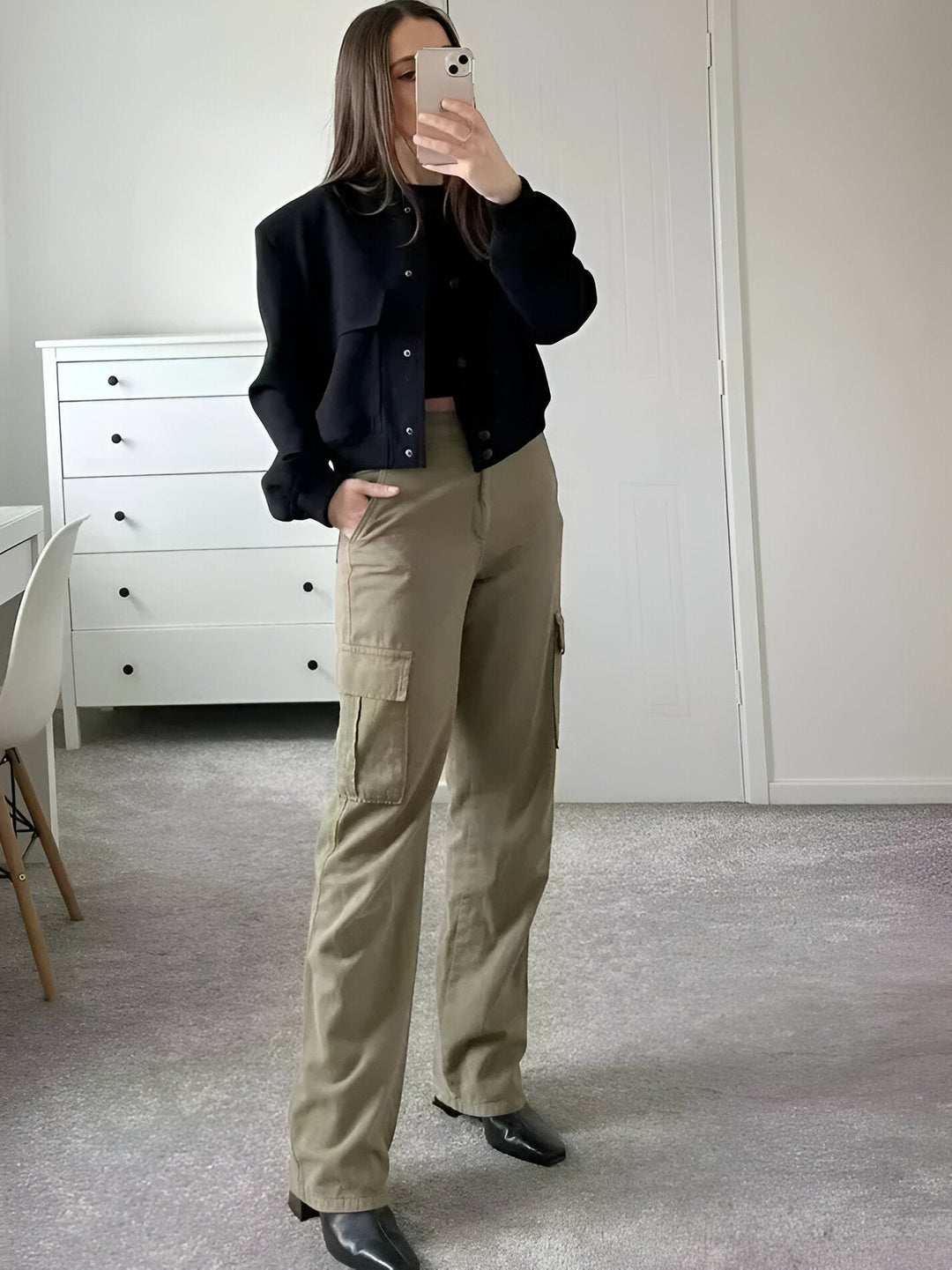Stilla | Dame Cropped Button-Down Bomberjakke