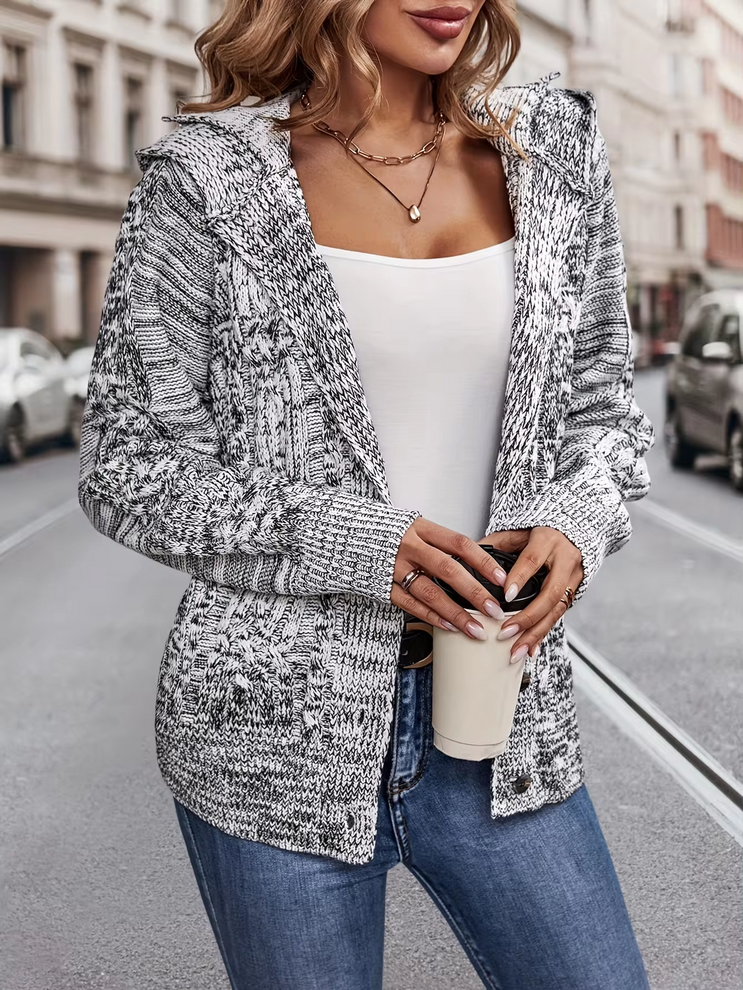 Stilla | Drejet Cardigan Med Hætte