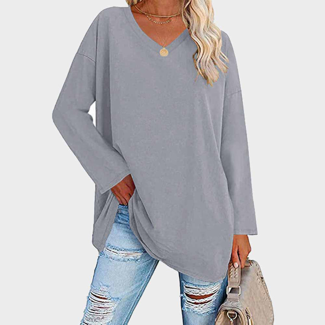 Stilla | Elegant Bluse med Lange Ærmer og V-hals