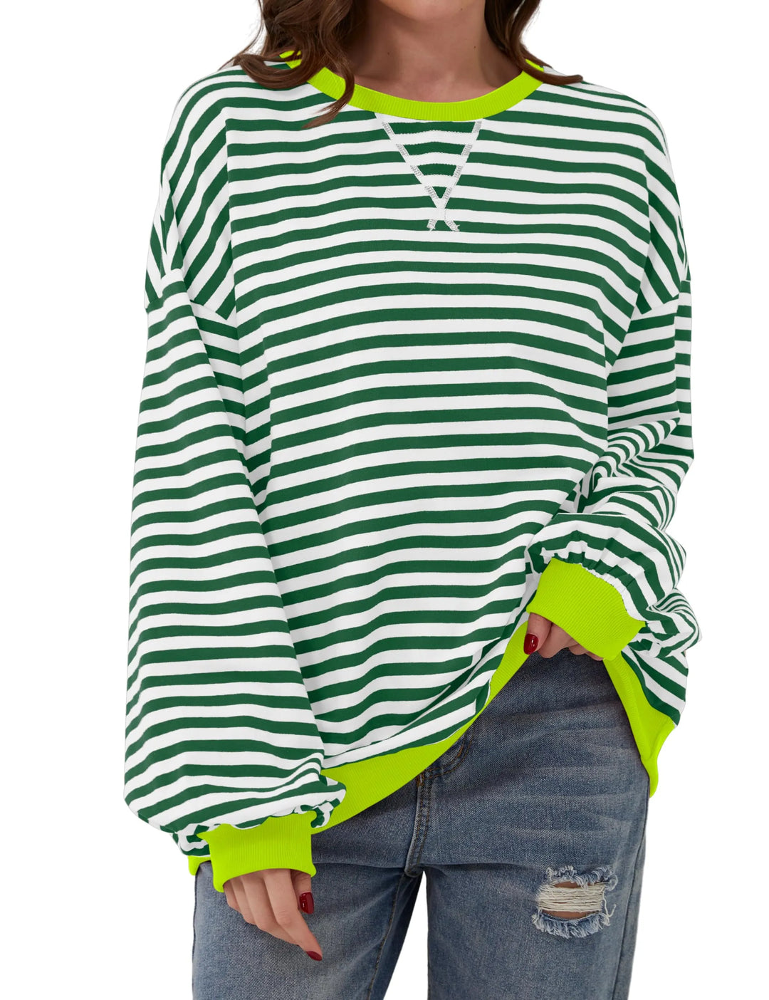 Stilla | Elegant Over størrelse Stribet Pullover