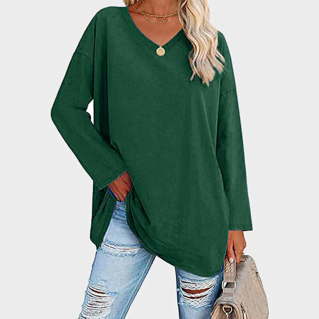 Stilla | Elegant Bluse med Lange Ærmer og V-hals