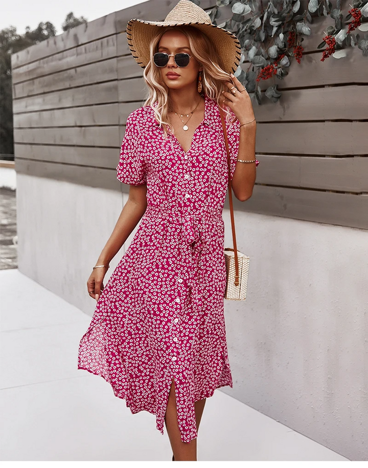Stilla | Blomstret Rufflet Maxi Kjole