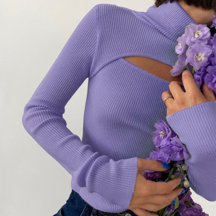 Stilla | Trendy Rullekrave sweater med udsnit