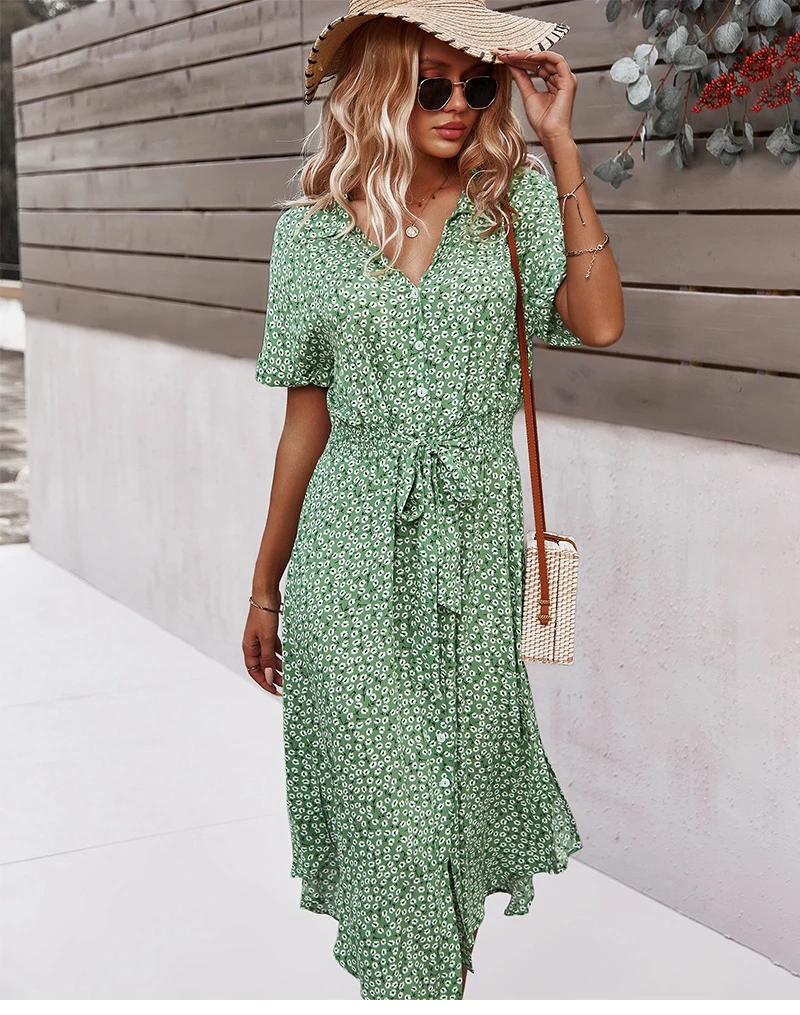 Stilla | Blomstret Rufflet Maxi Kjole