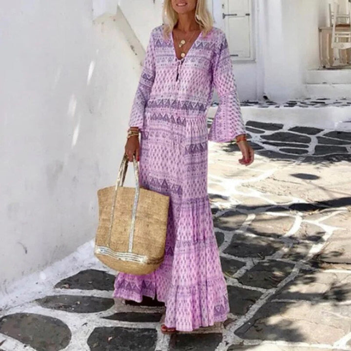 Stilla | Læder Print Patchwork V-hals Kage