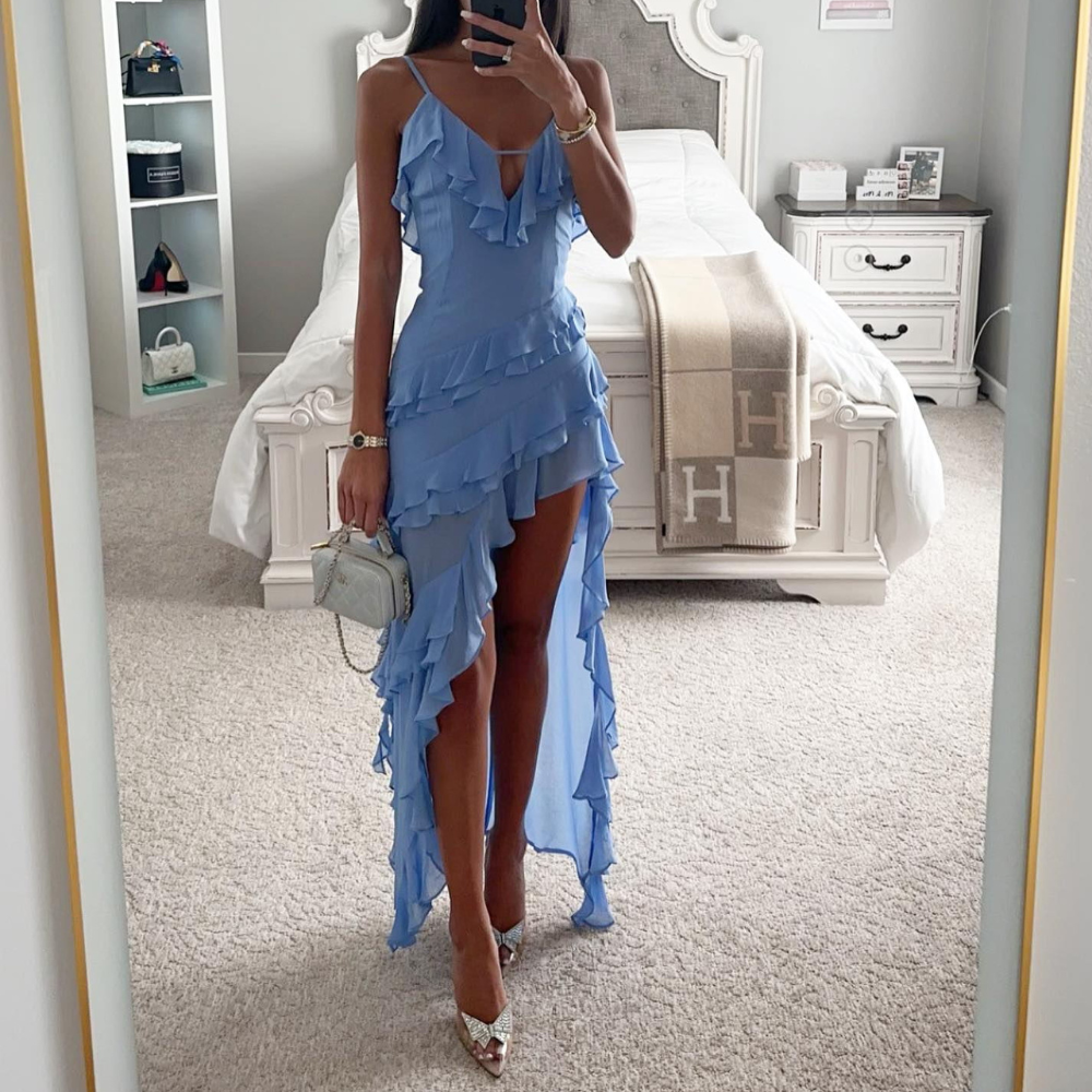 Stilla | Elegant Midi Kjole i Fin Chiffon