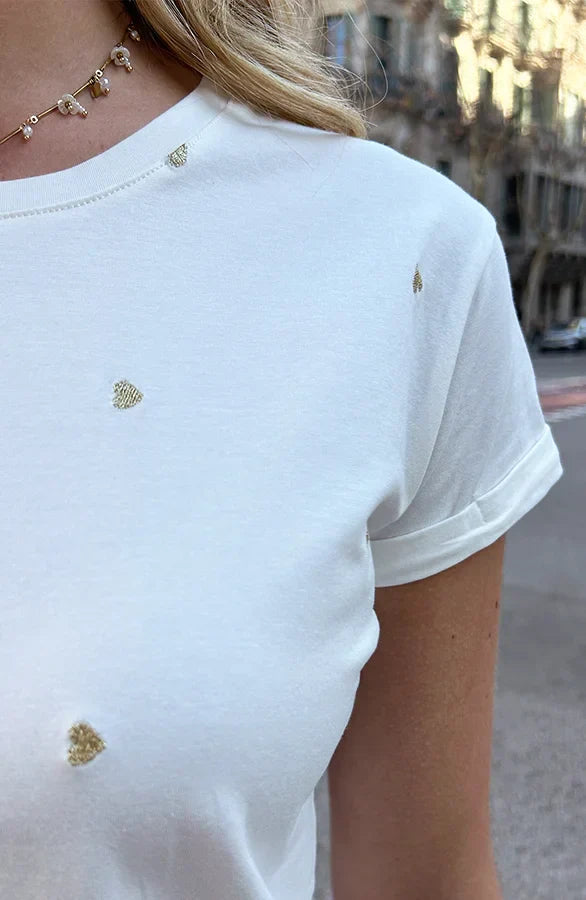 Stilla | Broderet Top Med Hjerter
